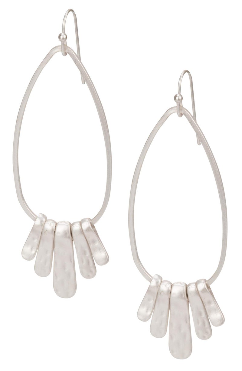 SPUNKYsoul Handmade Silver Teardrop Dangle Earrings with 5 Paddle Bars for Women - Image 1